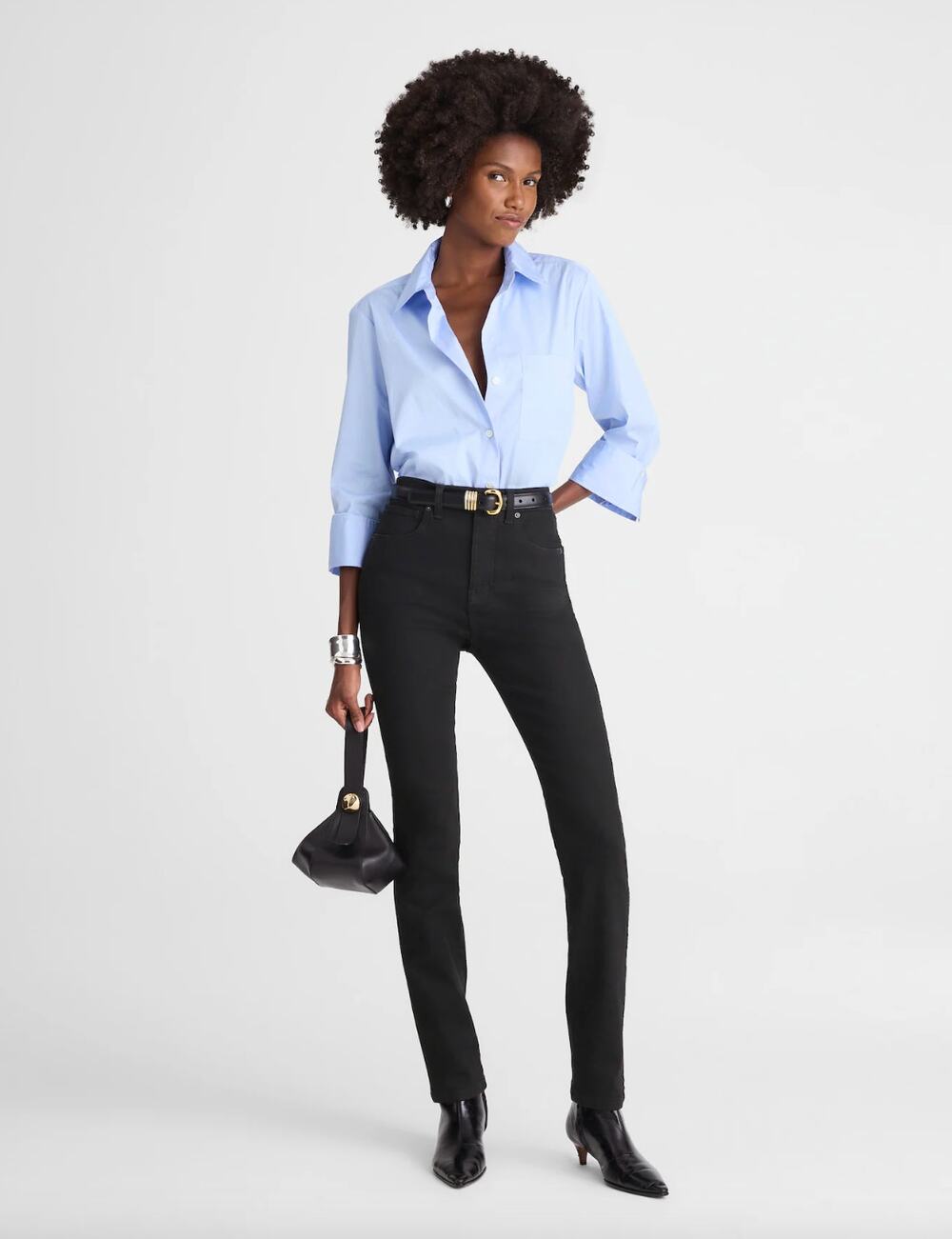 Madewell The Pencil Jean Black Frost Stretch High Rise Classic Slim US 33 NWT